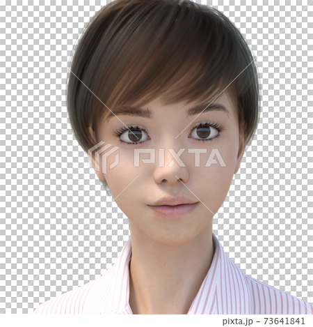 ショートカットの女性 アップ perming3DCGイラスト素材 ショートカットの女性 アップ perming3DCGイラスト素材 73641841
