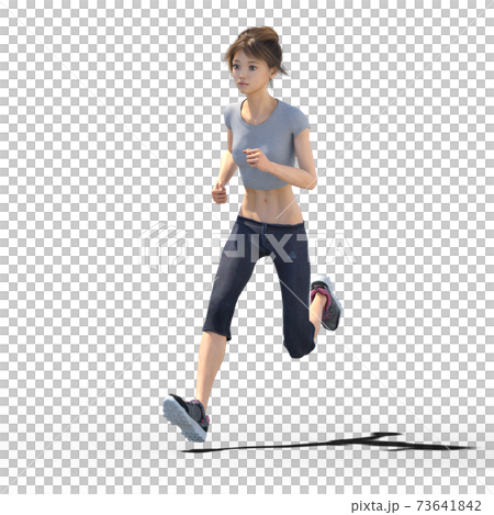 Running woman perming 3DCG illustration material Running woman perming 3DCG illustration material 73641842