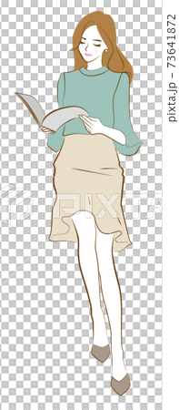 スツールに座る女性のイラスト素材 スツールに座る女性のイラスト素材