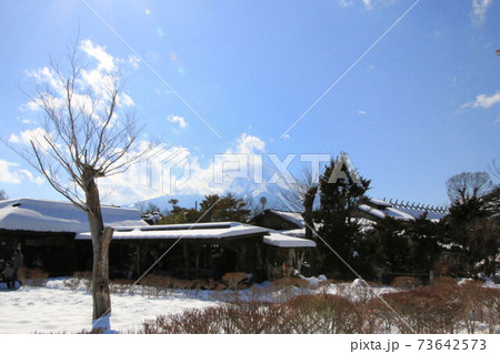 忍野八海 富士山 雪景色 忍野八海 富士山 雪景色 73642573