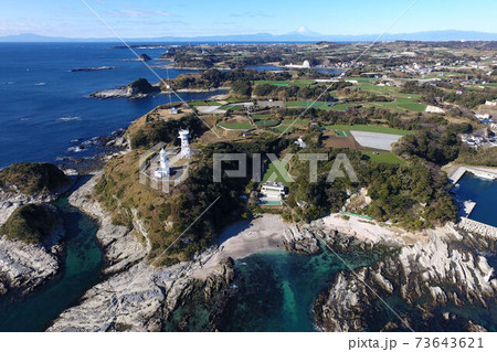 剱埼灯台 剣崎灯台 ドローン空撮 剱埼灯台 剣崎灯台 ドローン空撮 73643621