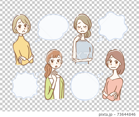 A set of worried women and balloons 73644846