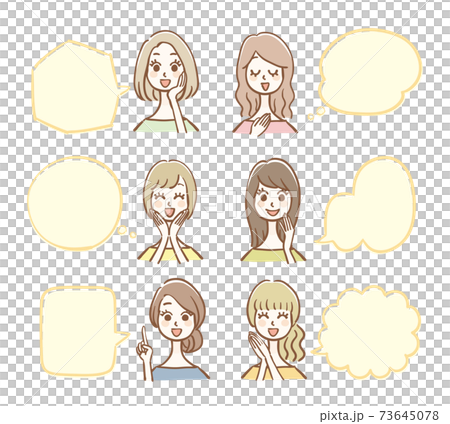 A set of talking women and balloons 73645078
