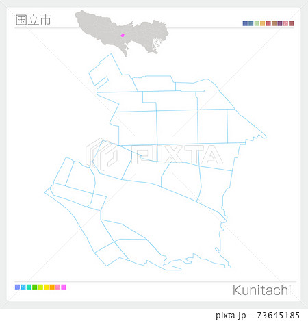 国立市・Kunitachi city・白地図（東京都） 73645185