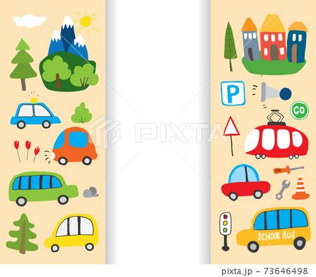 Cars Cartoon Set. Cute transport Doodles collection, vector illustration 73646498
