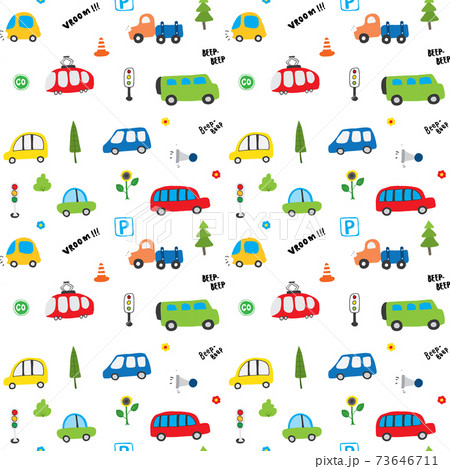 Cute Cars Seamless Pattern, Cartoon transportation Doodles Background, vector Illustration Cute Cars Seamless Pattern, Cartoon transportation Doodles Background, vector Illustration 73646711