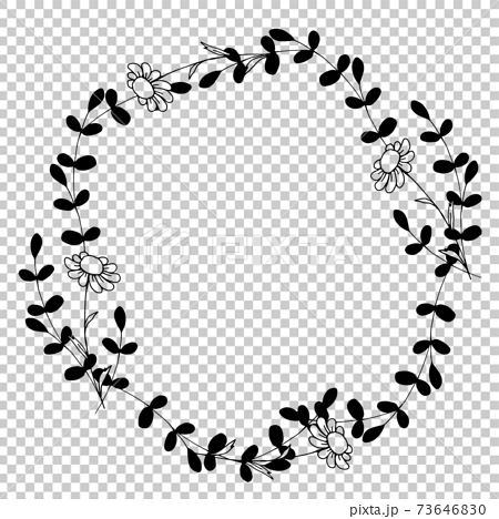 Natural Hand Painted Line Art Wreath Stock Illustration