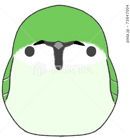 まったりしているかわいいスズメ 緑色 のイラスト素材