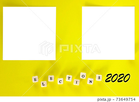 Elections 2020 word on letter cubes. Template for projects. Elections 2020 word on letter cubes. Template for projects. 73649754