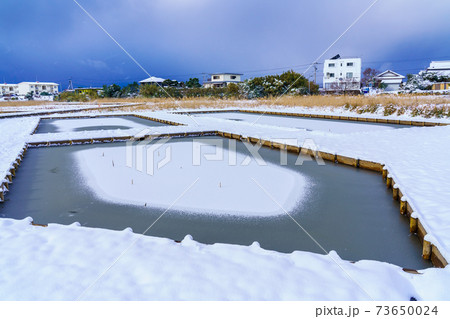 黒崎永田湿地自然公園　雪景色　【長崎市】 73650024