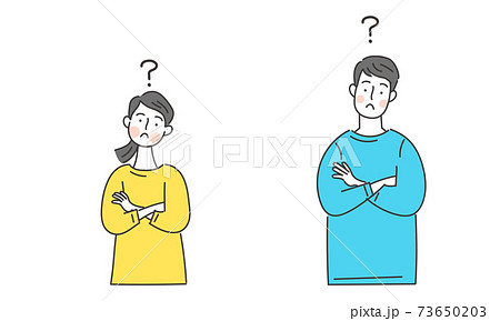 考える女性と男性のセット 73650203