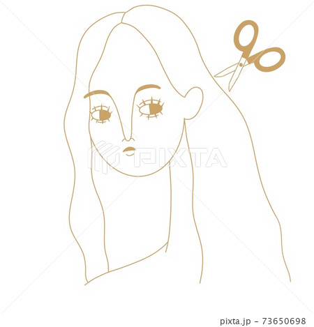 sketch of a beautiful girl having hair cut.... - Stock Illustration  [73650698] - PIXTA
