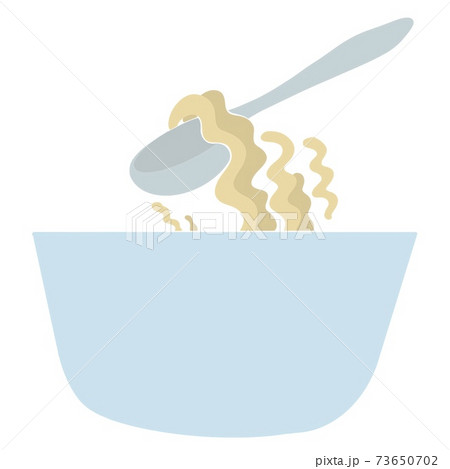 blue bowl with instant chinese noodles and spoon. fast cooking concept. asian food icon. blue bowl with instant chinese noodles and spoon. fast cooking concept. asian food icon. 73650702