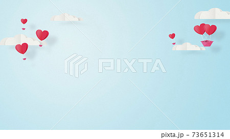バレンタイン 折り紙 3dcg ハート気球 かわいい世界観 ペーパークラフト のイラスト素材