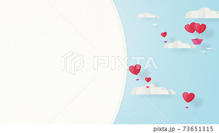 バレンタイン 折り紙 3dcg ハート気球 かわいい世界観 ペーパークラフト のイラスト素材