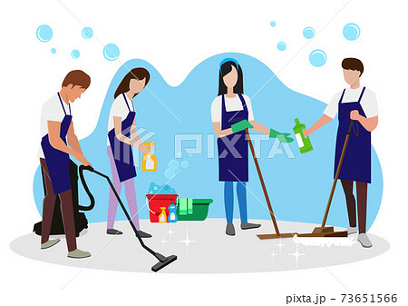 A team from a cleaning company is mixing cleaning solutions to kill germs. A team from a cleaning company is mixing cleaning solutions to kill germs. 73651566