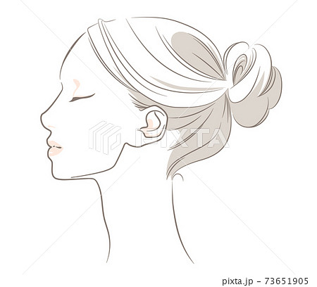 髪あり 横向き あごのラインがスッキリとした横顔の女性のイラスト素材
