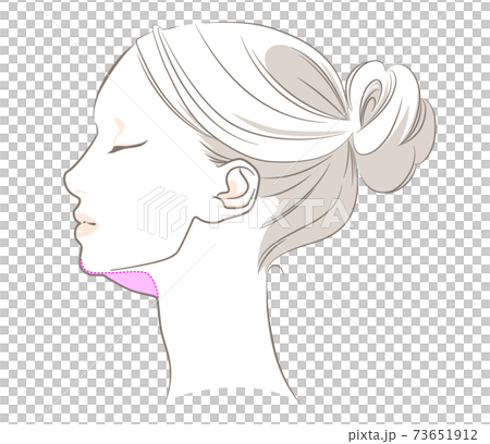 【髪あり・横向き】あごのラインの比較・ビフォーアフター 73651912