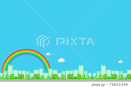 ビルと虹の背景 73653349