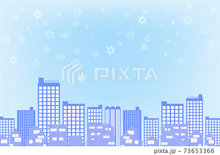 冬の都会と雪の結晶の背景のイラスト素材