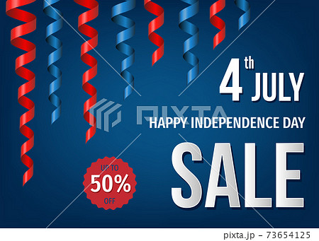 4th of July sale banner with festive twisted ribbons. 4th of July sale banner with festive twisted ribbons. 73654125
