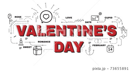 Design Concept Of Word VALENTINE'S DAY Website Banner. Design Concept Of Word VALENTINE'S DAY Website Banner. 73655891