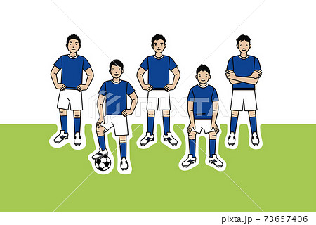 青いユニホームの男子サッカーチーム カラー イラスト素材のイラスト素材