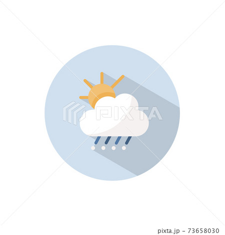 Sleet, cloud and sun. Flat icon on a circle. Weather vector illustration Sleet, cloud and sun. Flat icon on a circle. Weather vector illustration 73658030