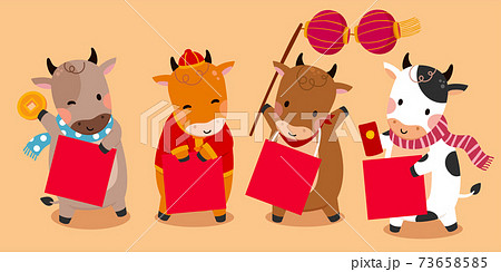 Cartoon cow character set 73658585