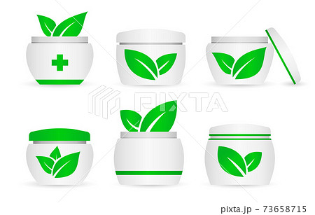 Vector icons of jars with natural cream. 73658715