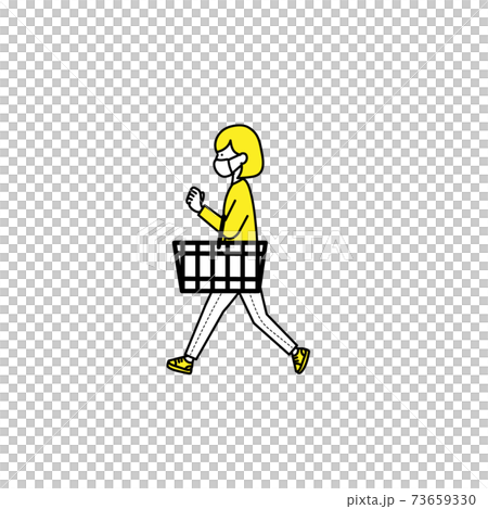 買い物するマスクの女性 73659330