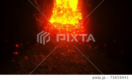 Hell gates. hell fire. Devil portal. Sinner. Religious concept. 3d rendering. Hell gates. hell fire. Devil portal. Sinner. Religious concept. 3d rendering. 73659441
