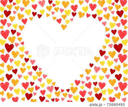 水彩テクスチャのハートの背景フレーム素材 ハート型 白のイラスト素材