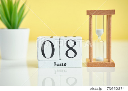 08 eighth june Month Calendar Concept on Wooden Blocks. 08 eighth june Month Calendar Concept on Wooden Blocks. 73660874