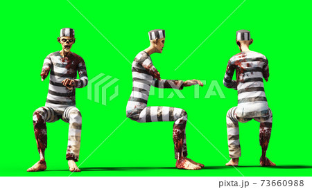 Zombie green screen isolate. Realistic 3d rendering. 73660988