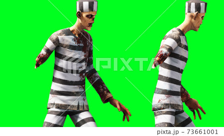 Zombie green screen isolate. Realistic 3d rendering. 73661001