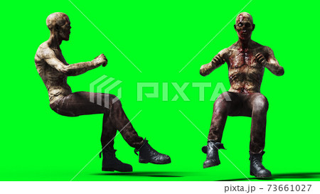Zombie green screen isolate. Realistic 3d rendering. Zombie green screen isolate. Realistic 3d rendering. 73661027
