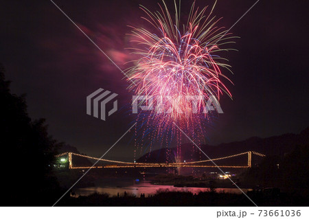 岐阜県 美濃市中日花火大会の写真素材