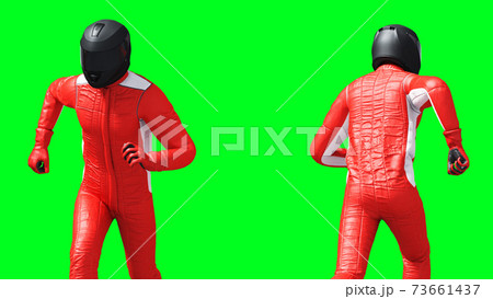 Driver, racer isolate on green screen. 3d rendering. 73661437