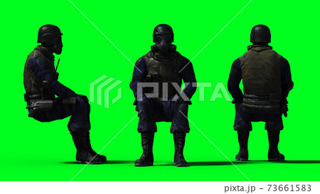 Military soldier isolate on green screen. 3d rendering. 73661583