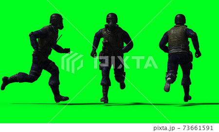 Military soldier isolate on green screen. 3d rendering. Military soldier isolate on green screen. 3d rendering. 73661591
