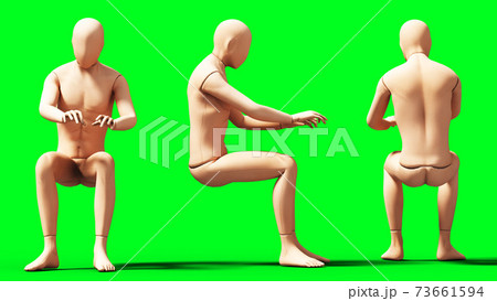 Dummy, mannequin isolate on green screen. 3d rendering. 73661594