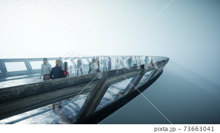 3d people in Sci fi tonnel. Traffic. Concept of future. 3d rendering. 73663041