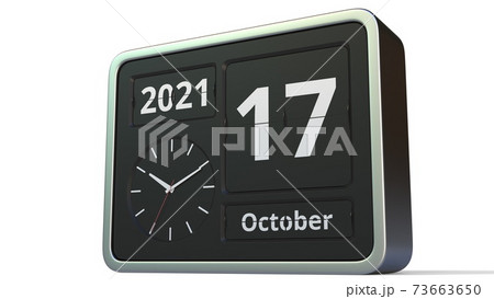 October 17 date on the classic flip clock calendar, 3d rendering 73663650