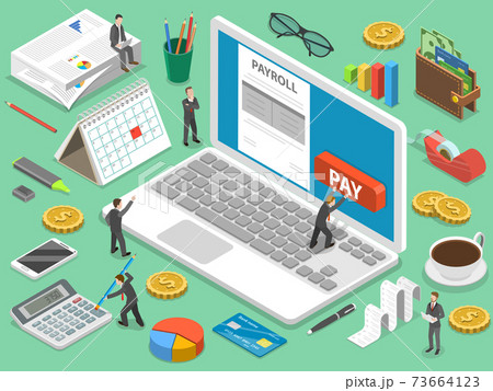 Payroll flat isometric vector concept. 73664123