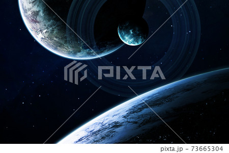 Deep space art. Nebulas, planets galaxies and stars in beautiful composition. Awesome for wallpaper and print. Elements of this image furnished by NASA 73665304