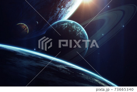 Cosmic art, science fiction wallpaper. Beauty of deep space. Billions of galaxies in the universe. Elements of this image furnished by NASA 73665340