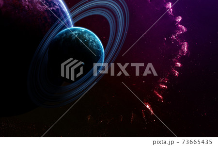 Deep space art. Nebulas, planets galaxies and stars in beautiful composition. Awesome for wallpaper and print. Elements of this image furnished by NASA 73665435