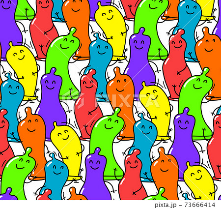 Condom seamless pattern cute Doodle illustration Rainbow LGBT Condom seamless pattern cute Doodle illustration Rainbow LGBT 73666414