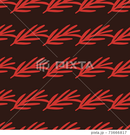 Contrast seamless pattern with pink bright branches with leaves elements. Black background. 73666817